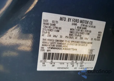 2025 Ford Explorer St from USA, damaged, VIN 1FMWK8GCXSGB77244